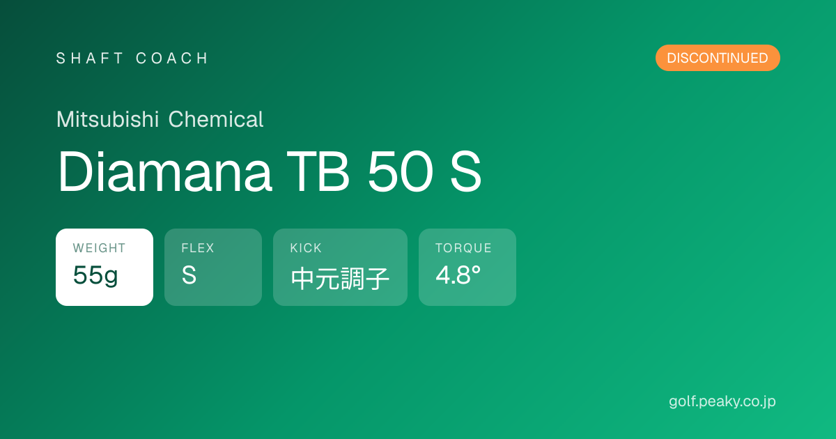 Diamana TB 50 S スペック｜ 55g / S / 中元調子 | Mitsubishi