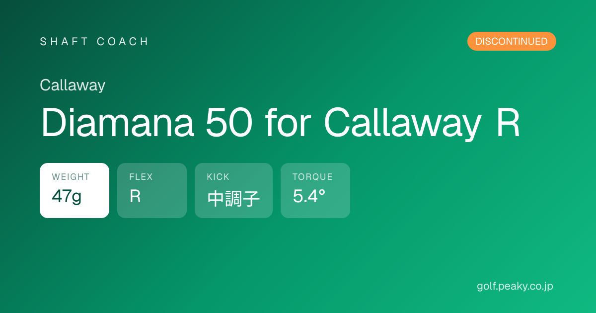 Diamana 50 for Callaway R スペック｜ 47g / R / 中調子 | Callaway | シャフトコーチ