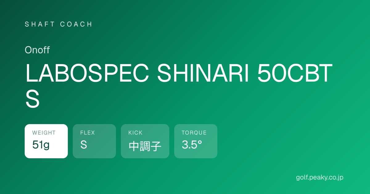 LABOSPEC SHINARI 50CBT S スペック｜ 51g / S / 中調子 | Onoff